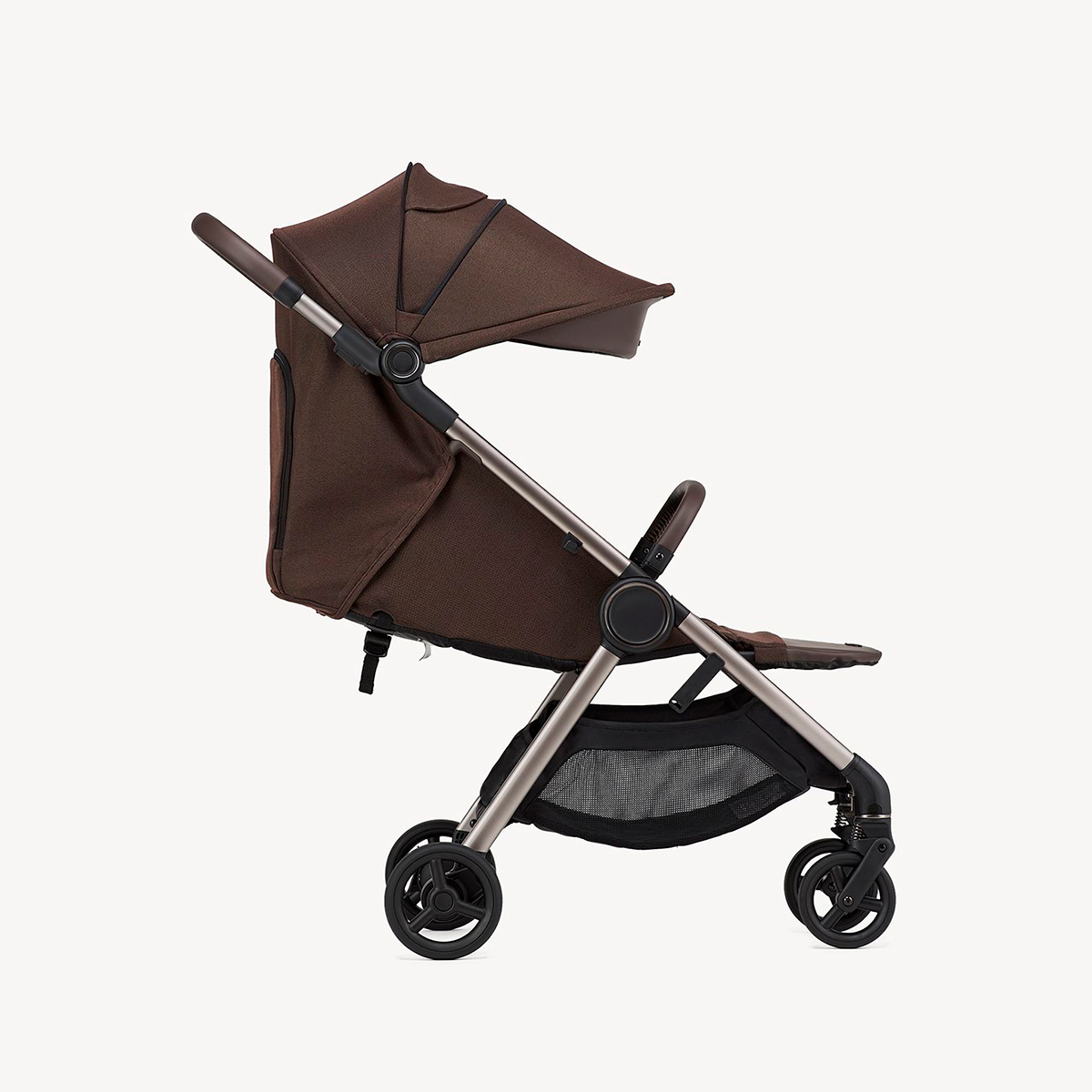 Kinderwagen mit Babywanne Braun mit Chromgestell
