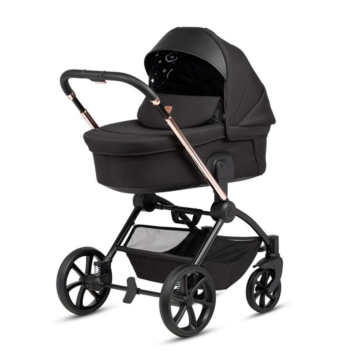 Kombikinderwagen 3-in-1 Schwarz mit Roségold-Gestell