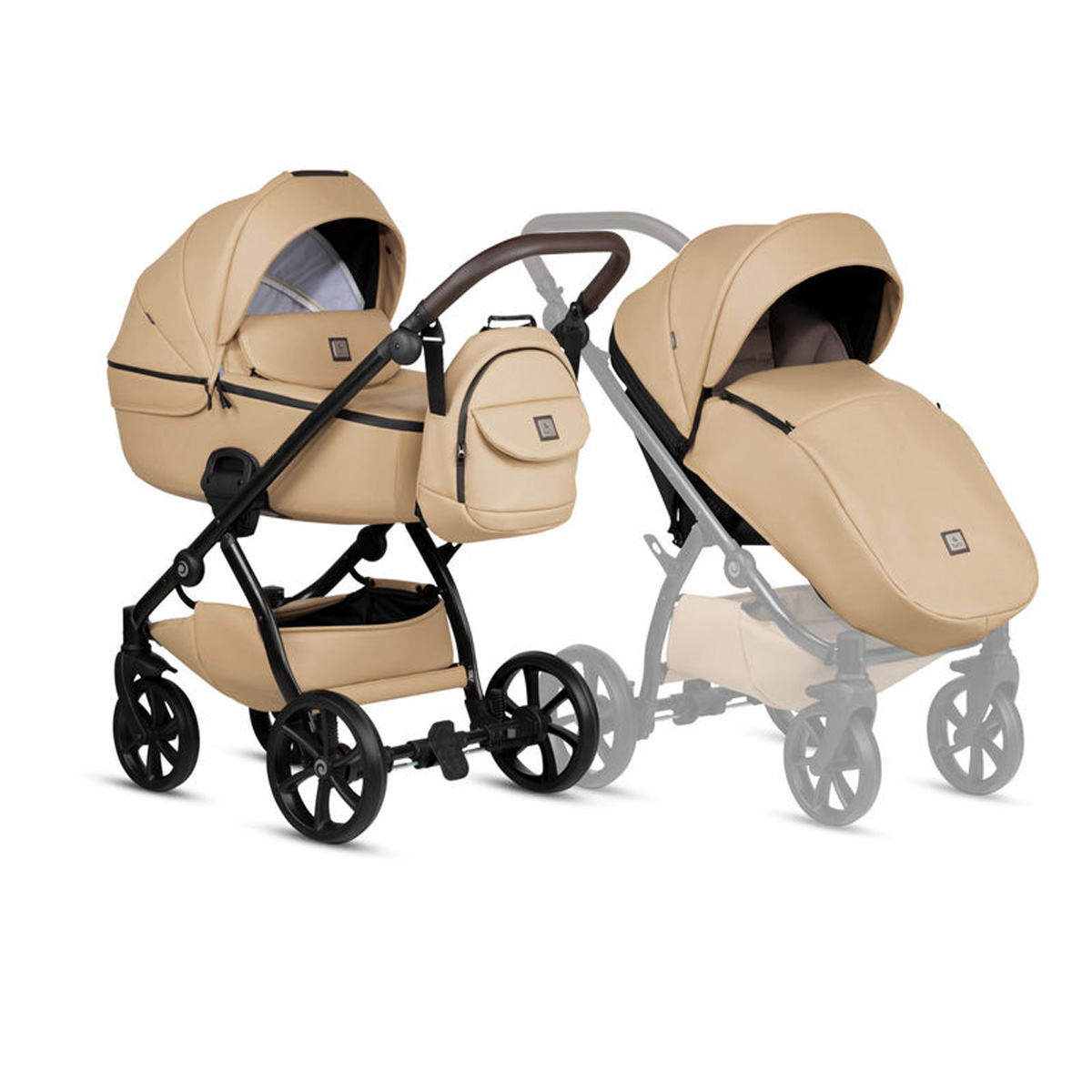 Kombikinderwagen 3-in-1 Beige mit Bronze-Gestell