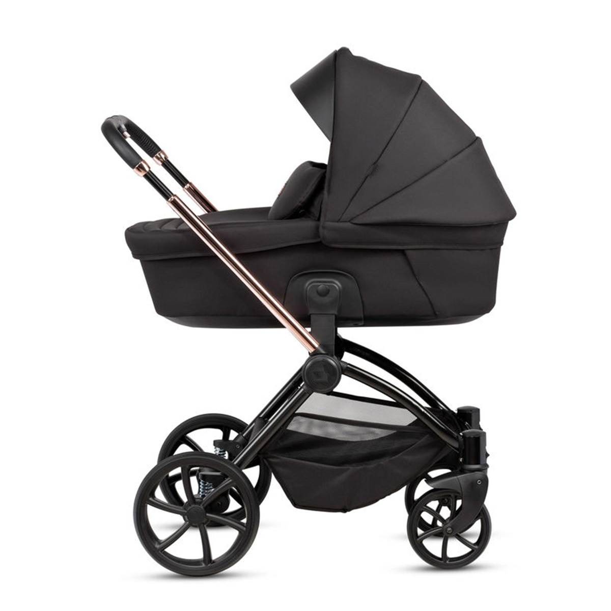 Kombikinderwagen 3-in-1 Schwarz mit Roségold-Gestell
