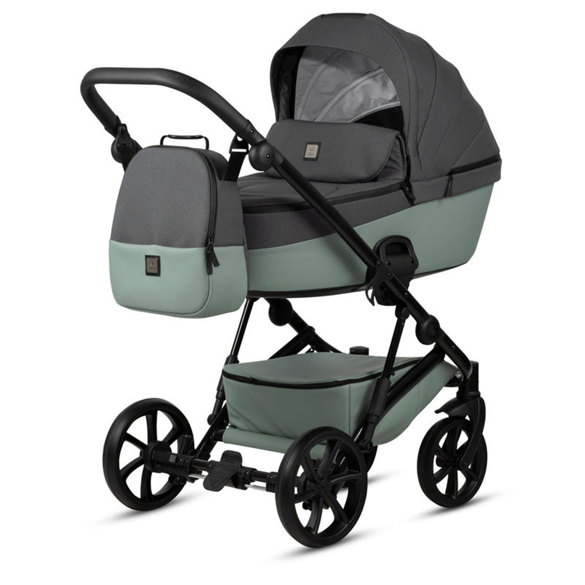 Kombikinderwagen 3-in-1 Salbeigrün zweifarbig mit Grau