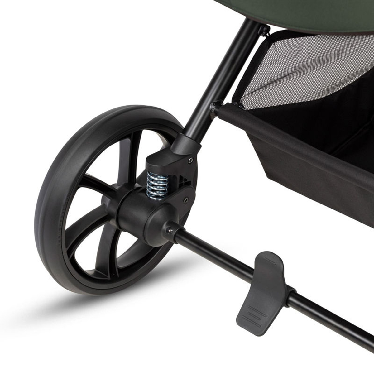 Kombikinderwagen 3-in-1 Dunkelgrün mit braunen Applikationen