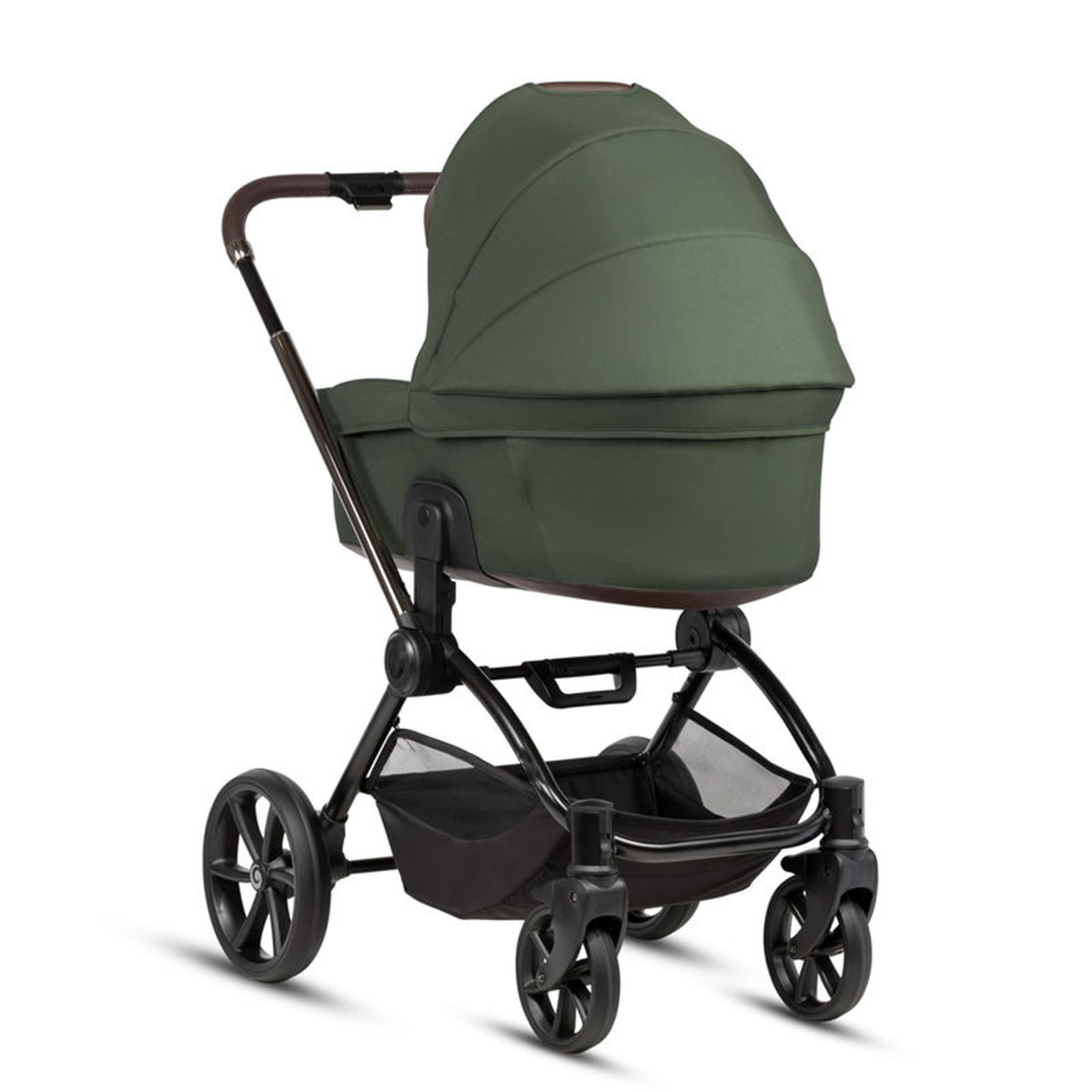 Kombikinderwagen 3-in-1 Dunkelgrün mit braunen Applikationen